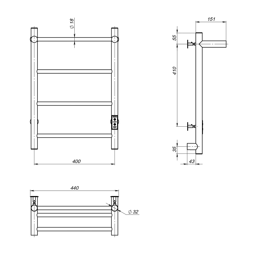 Полотенцесушитель Аспект Пэк сп 1 П 60х40